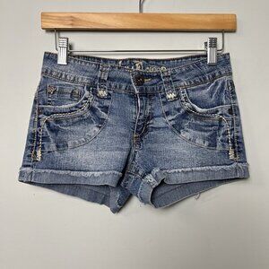 Walflower Low Rise Denim Micro Shorts sz 5 Y2K Stretchy Casual Vacation
